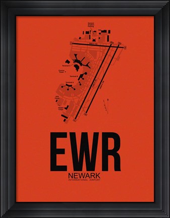 Framed EWR Newark Airport Orange Print
