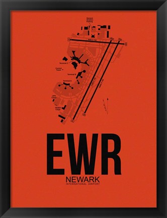 Framed EWR Newark Airport Orange Print