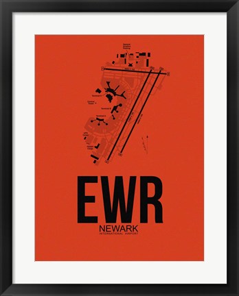 Framed EWR Newark Airport Orange Print