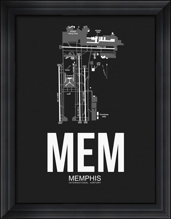 Framed MEM Memphis Airport Black Print