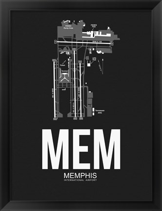 Framed MEM Memphis Airport Black Print