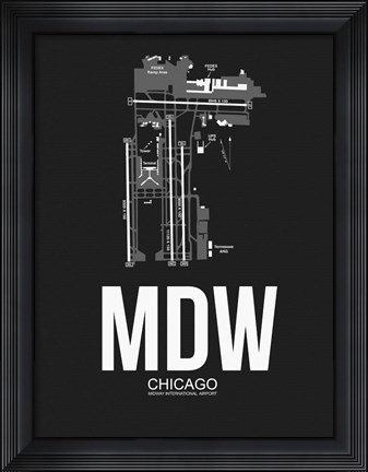 Framed MDW Chicago Airport Black Print