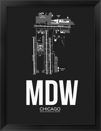 Framed MDW Chicago Airport Black Print