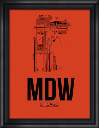 Framed MDW Chicago Airport Orange Print