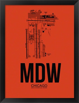 Framed MDW Chicago Airport Orange Print