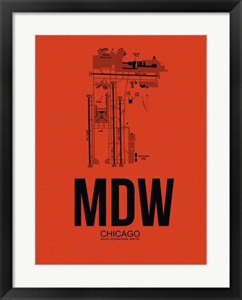 Framed MDW Chicago Airport Orange Print