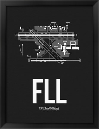 Framed FLL Fort Lauderdale Airport Black Print