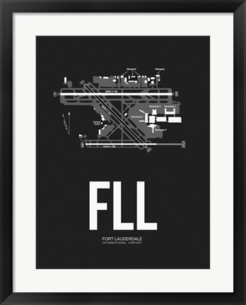 Framed FLL Fort Lauderdale Airport Black Print