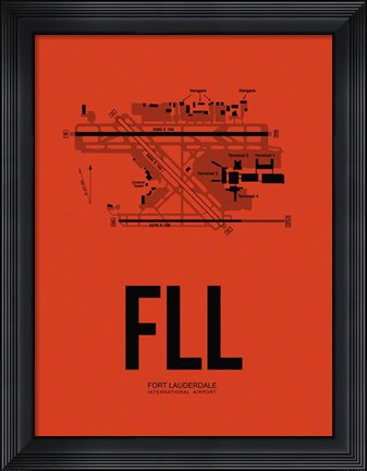 Framed FLL Fort Lauderdale Airport Orange Print
