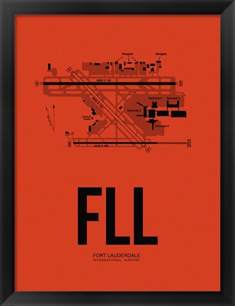 Framed FLL Fort Lauderdale Airport Orange Print