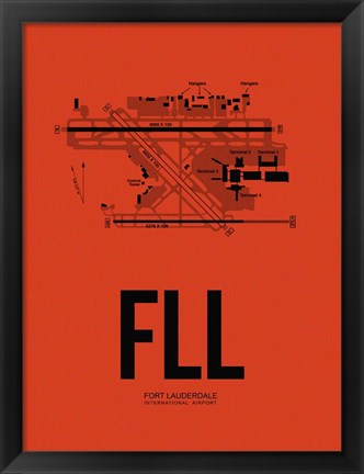 Framed FLL Fort Lauderdale Airport Orange Print