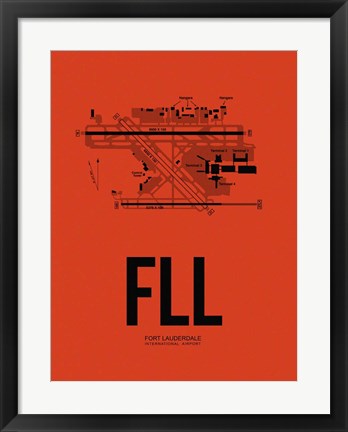 Framed FLL Fort Lauderdale Airport Orange Print