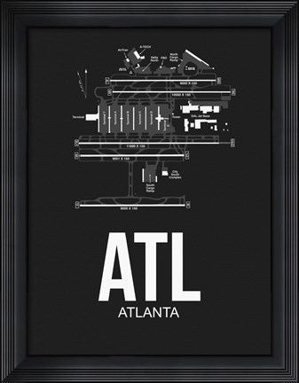 Framed ATL Atlanta Airport Black Print