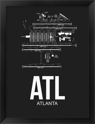 Framed ATL Atlanta Airport Black Print