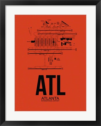 Framed ATL Atlanta Airport Orange Print