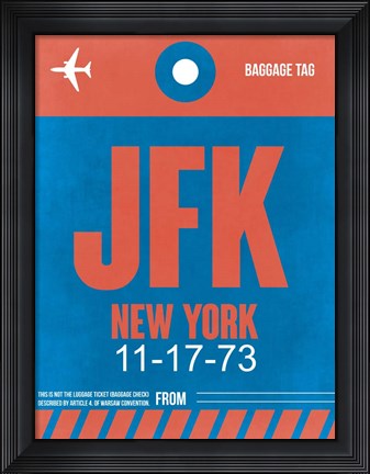 Framed JFK New York Luggage Tag 1 Print