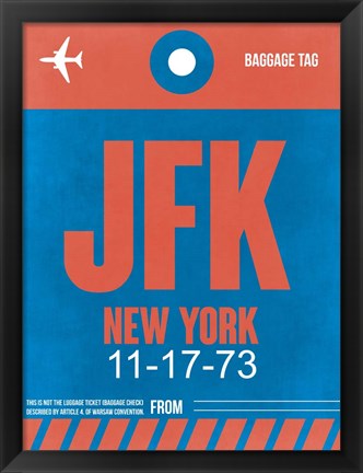 Framed JFK New York Luggage Tag 1 Print