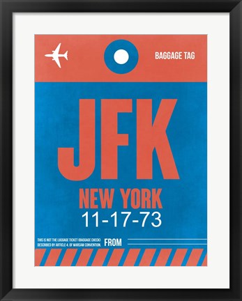 Framed JFK New York Luggage Tag 1 Print