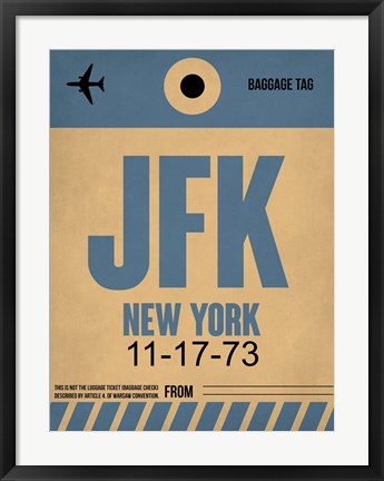 Framed JFK New York Luggage Tag 2 Print