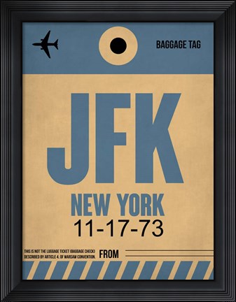 Framed JFK New York Luggage Tag 2 Print