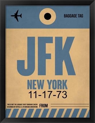 Framed JFK New York Luggage Tag 2 Print