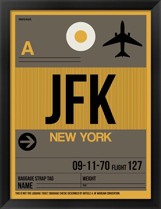 Framed JFK New York Luggage Tag 3 Print