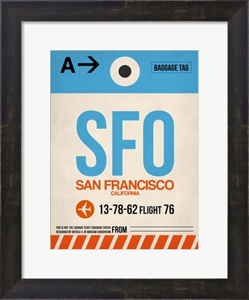 Framed SFO San Francisco Luggage Tag 1 Print