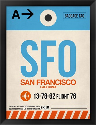 Framed SFO San Francisco Luggage Tag 1 Print