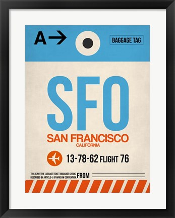 Framed SFO San Francisco Luggage Tag 1 Print