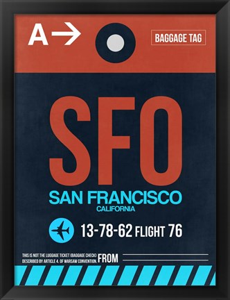 Framed SFO San Francisco Luggage Tag 2 Print