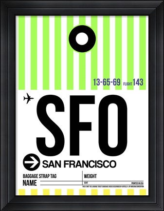 Framed SFO San Francisco Luggage Tag 3 Print