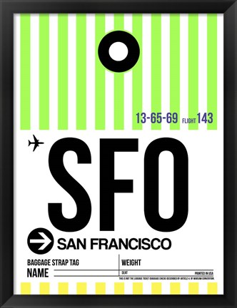 Framed SFO San Francisco Luggage Tag 3 Print