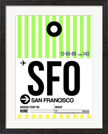 Framed SFO San Francisco Luggage Tag 3 Print