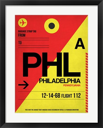 Framed PHL Philadelphia Luggage Tag 2 Print