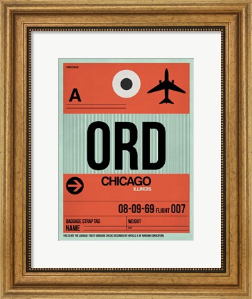 Framed ORD Chicago Luggage Tag 2 Print