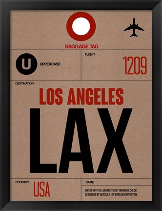 Framed LAX Los Angeles Luggage Tag 1 Print