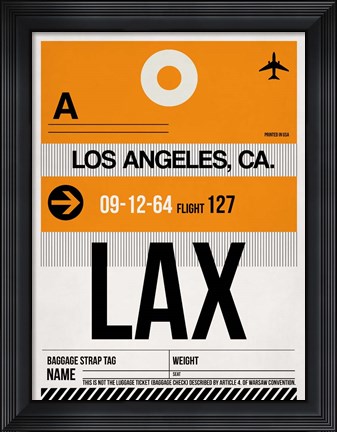 Framed LAX Los Angeles Luggage Tag 2 Print