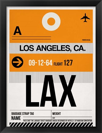 Framed LAX Los Angeles Luggage Tag 2 Print