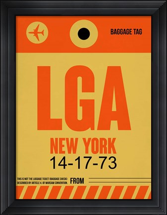 Framed LGA New York Luggage Tag 1 Print
