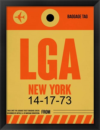 Framed LGA New York Luggage Tag 1 Print