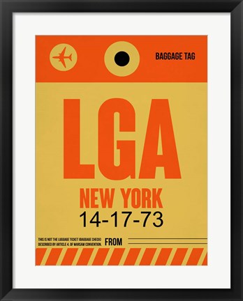 Framed LGA New York Luggage Tag 1 Print