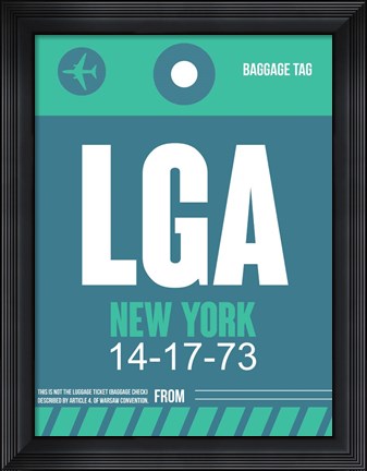 Framed LGA New York Luggage Tag 2 Print