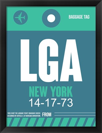 Framed LGA New York Luggage Tag 2 Print