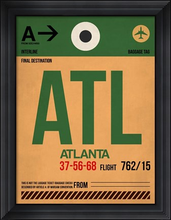 Framed ATL Atlanta Luggage Tag 1 Print