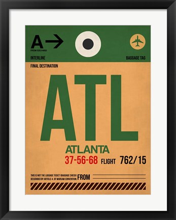 Framed ATL Atlanta Luggage Tag 1 Print