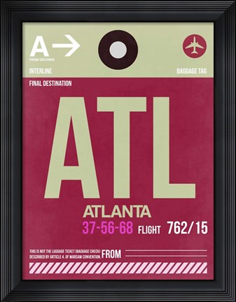 Framed ATL Atlanta Luggage Tag 2 Print