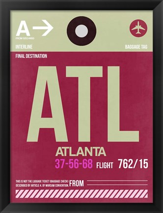 Framed ATL Atlanta Luggage Tag 2 Print