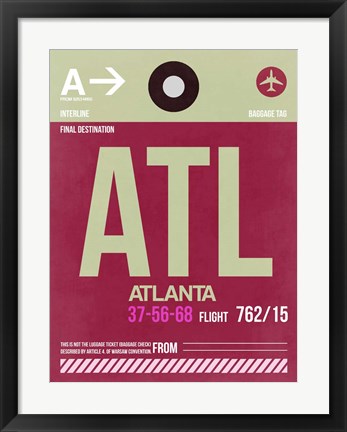 Framed ATL Atlanta Luggage Tag 2 Print