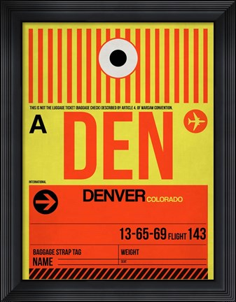 Framed DEN Denver Luggage Tag 1 Print