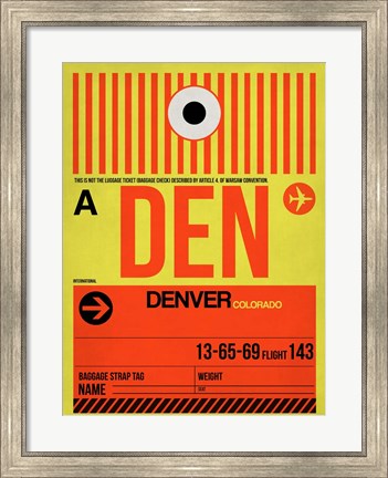 Framed DEN Denver Luggage Tag 1 Print